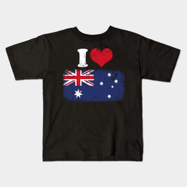 I love Australia Gifts Australian Flag Kids T-Shirt by Foxxy Merch